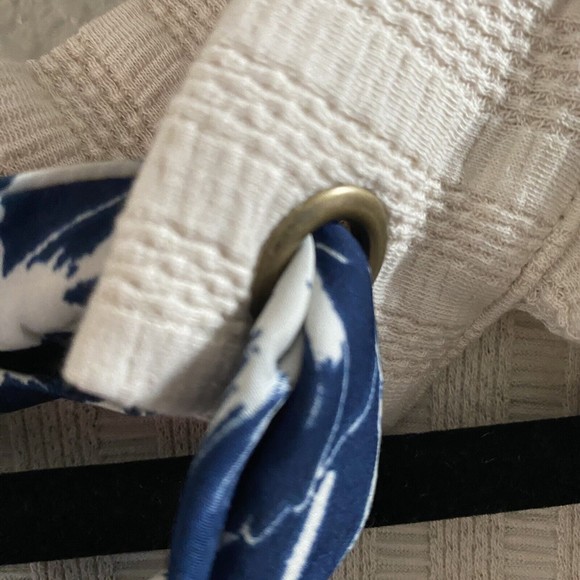 Free People Party in the Back Top Mock Neck Open Back Scarf Cream blue - Picture 9 of 16